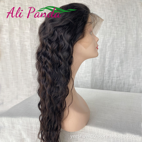 Glueless wholesale 150% Density 26inch Water Wave Brazilian Virgin Lace Front Wig Natural Preplucked Hairline Lace Frontal Wigs